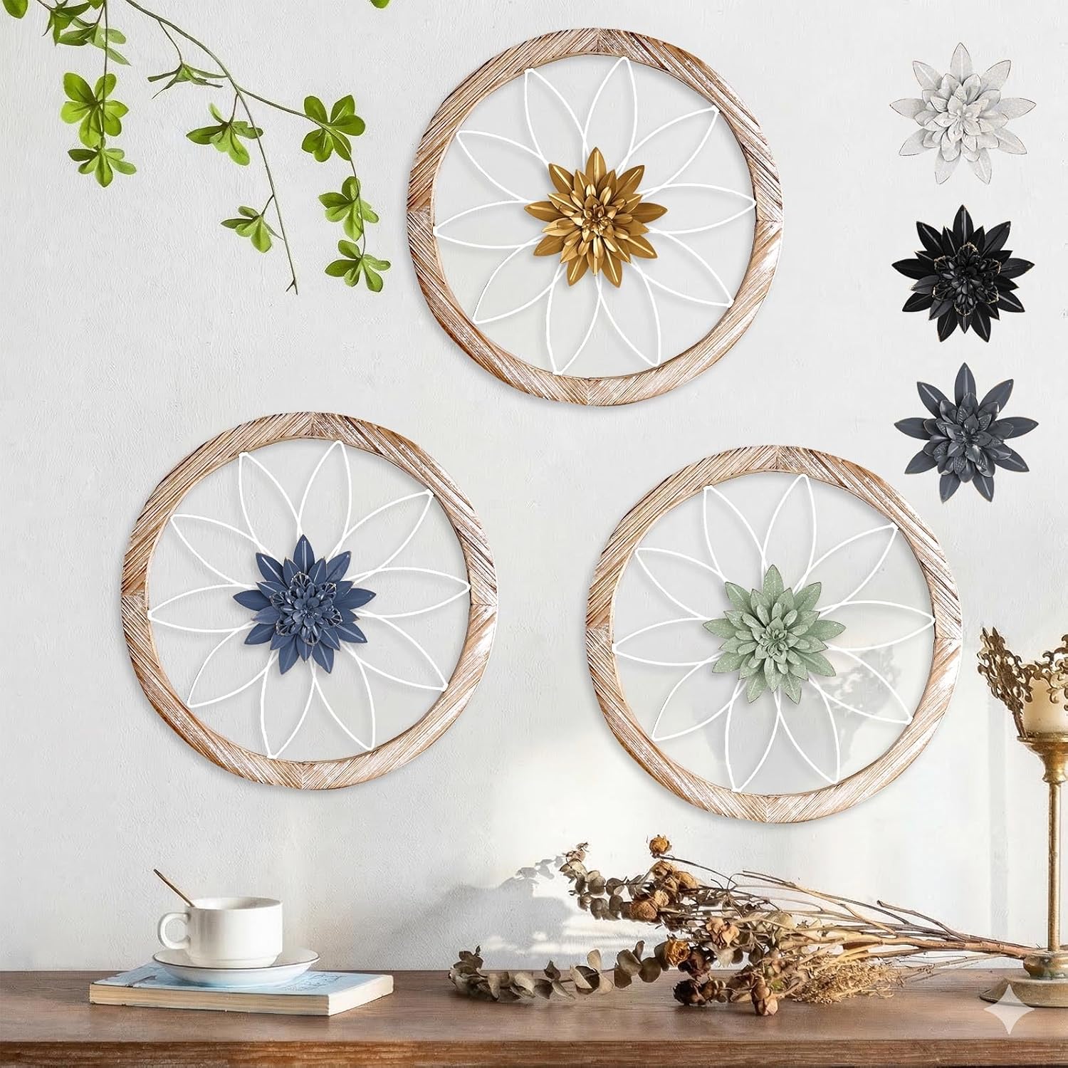 Paquesta 3 Piece Round Farmhouse Wall Decor with