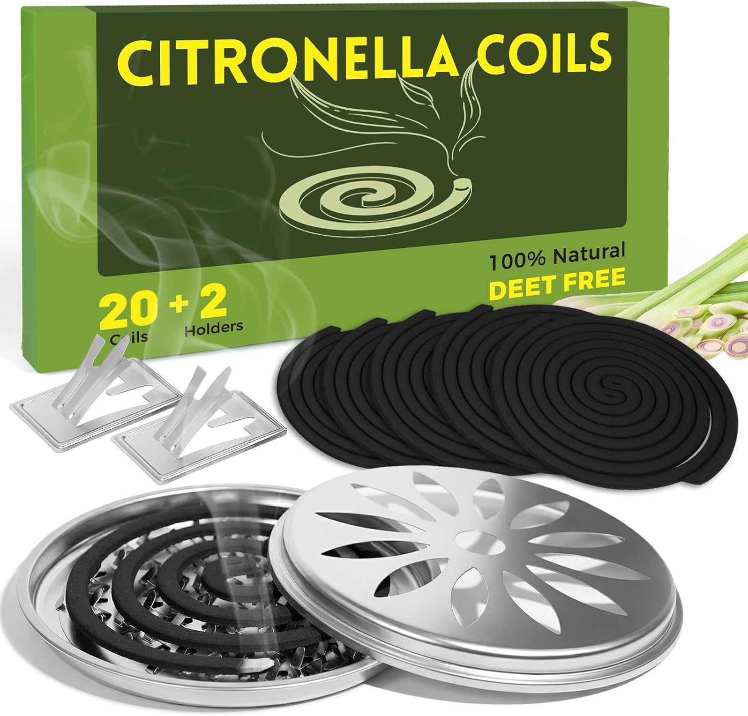 Citronella Coils, 20 PCS Citronella Incense with 2