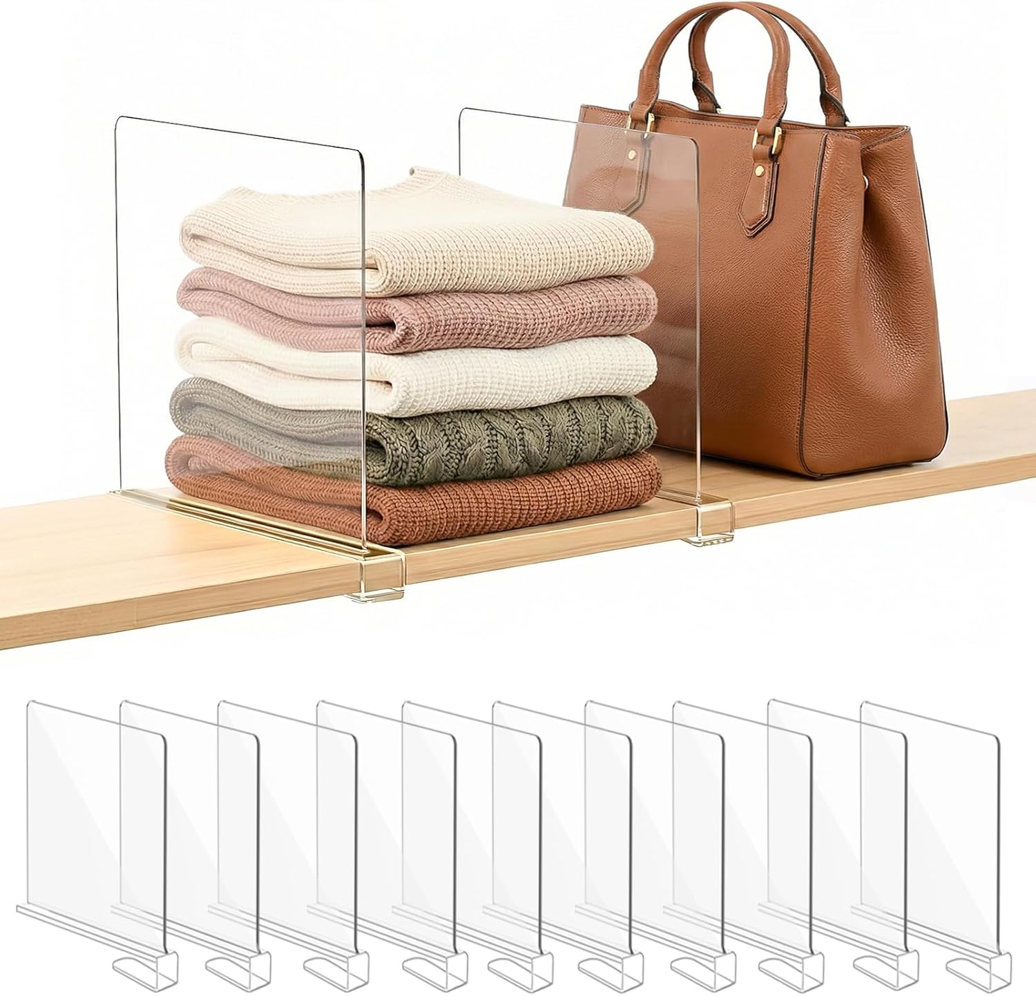 Shelf Dividers Purse Organizer for Closet: 11-inch Tall(Extra