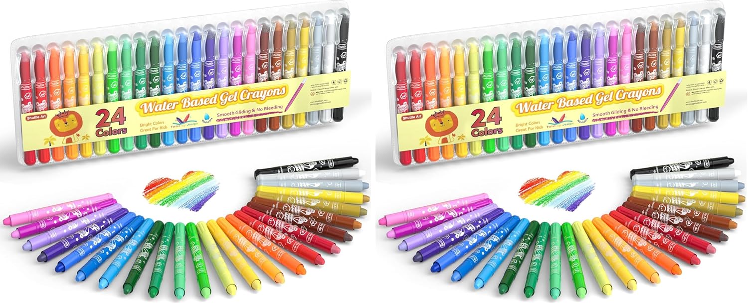 Shuttle Art 24 Colors Gel Crayons for Toddlers,