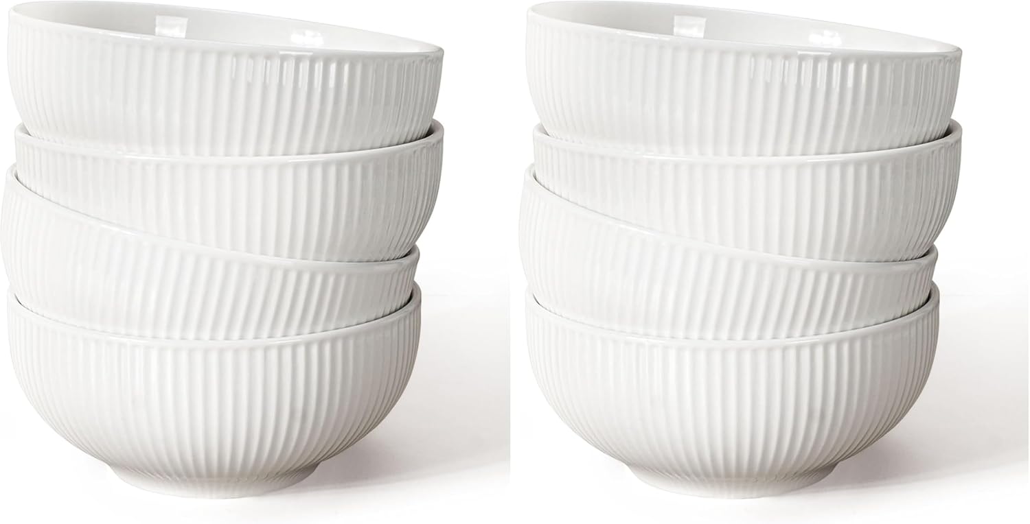 Ceramic Cereal Bowls 26 oz, Embossment Soup Bowls