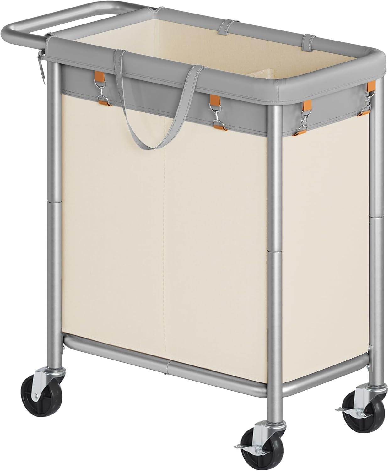SONGMICS Laundry Basket with Wheels, 2-Section Rolling Laundry