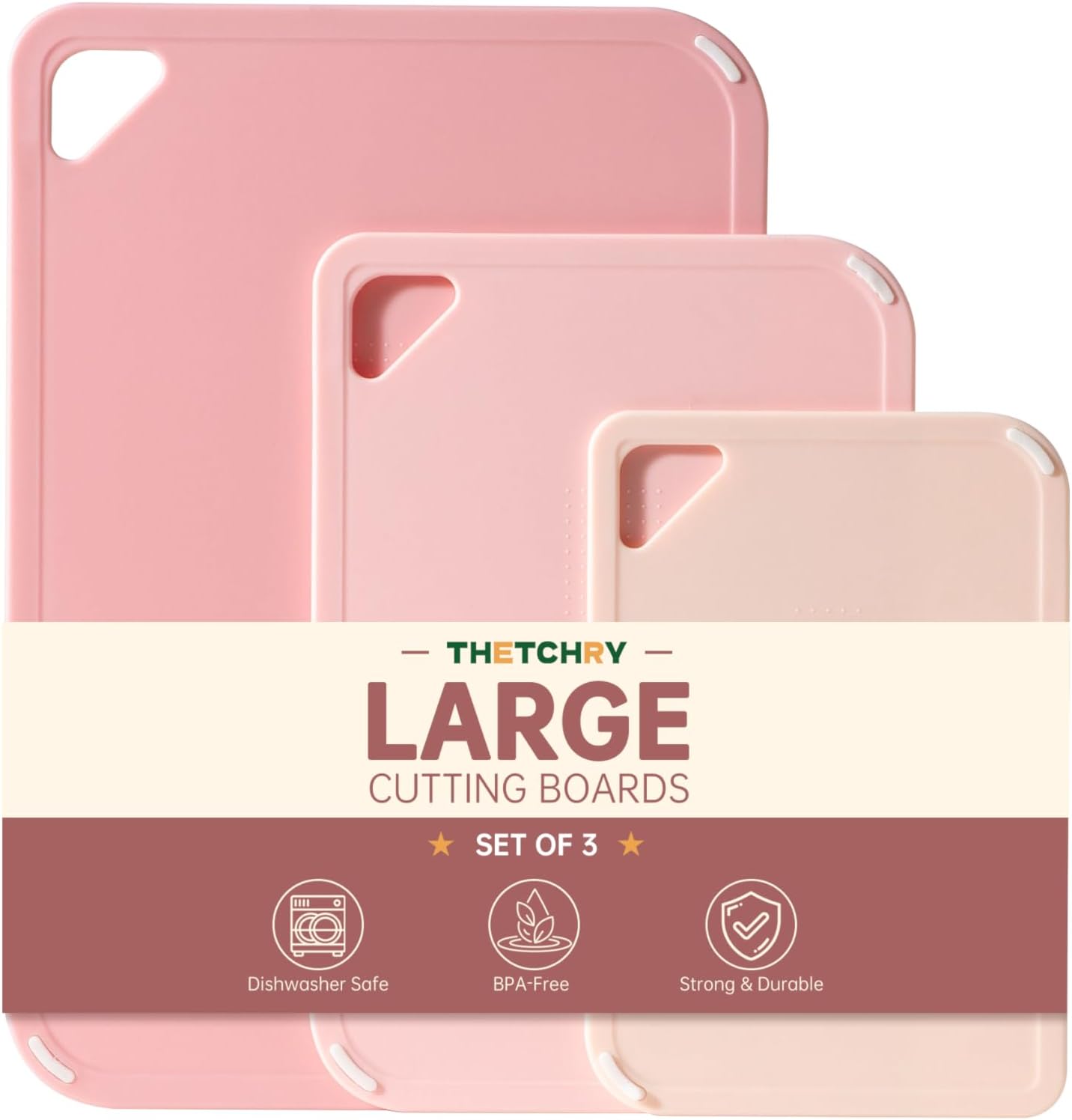 THETCHRY Plastic Cutting Board Set, Pink Cutting Board