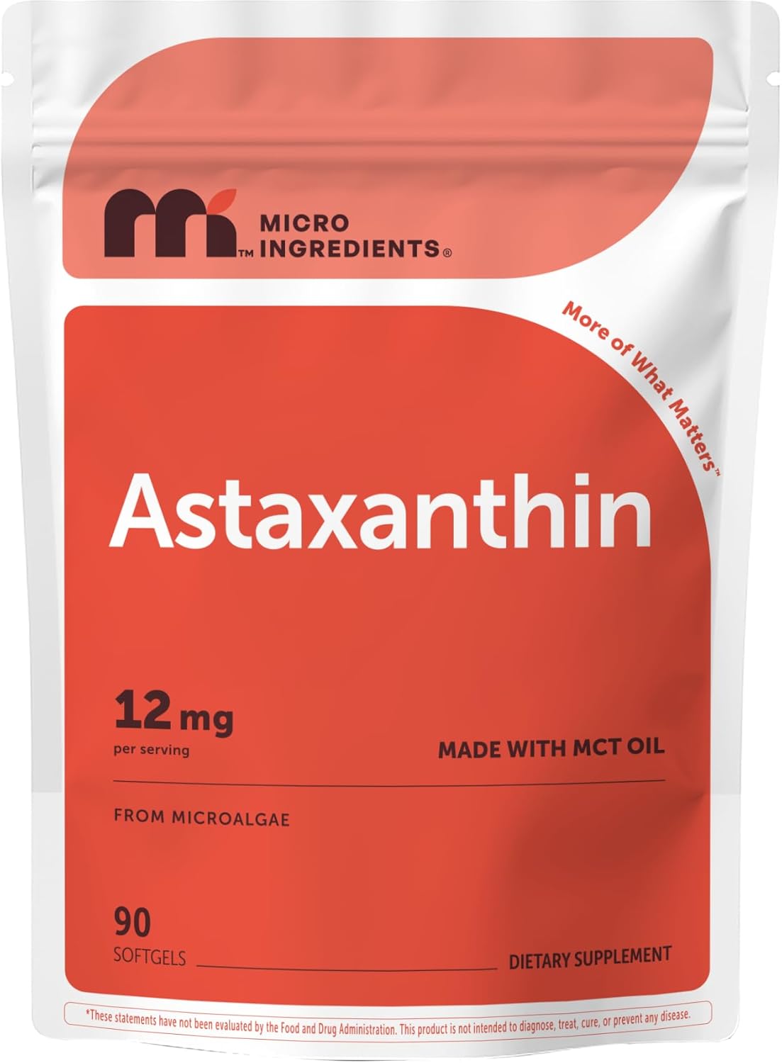 Micro Ingredients Astaxanthin 12mg with MCT Oil, 90