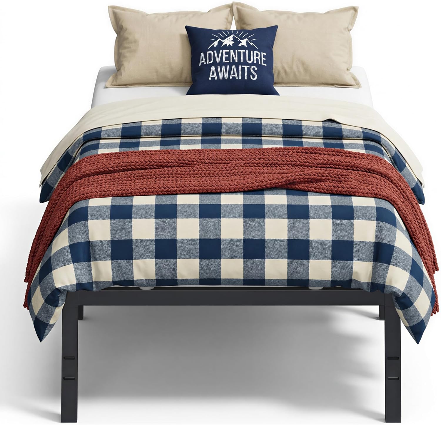 VASAGLE Twin Metal Bed Frame 18 Inches Tall,