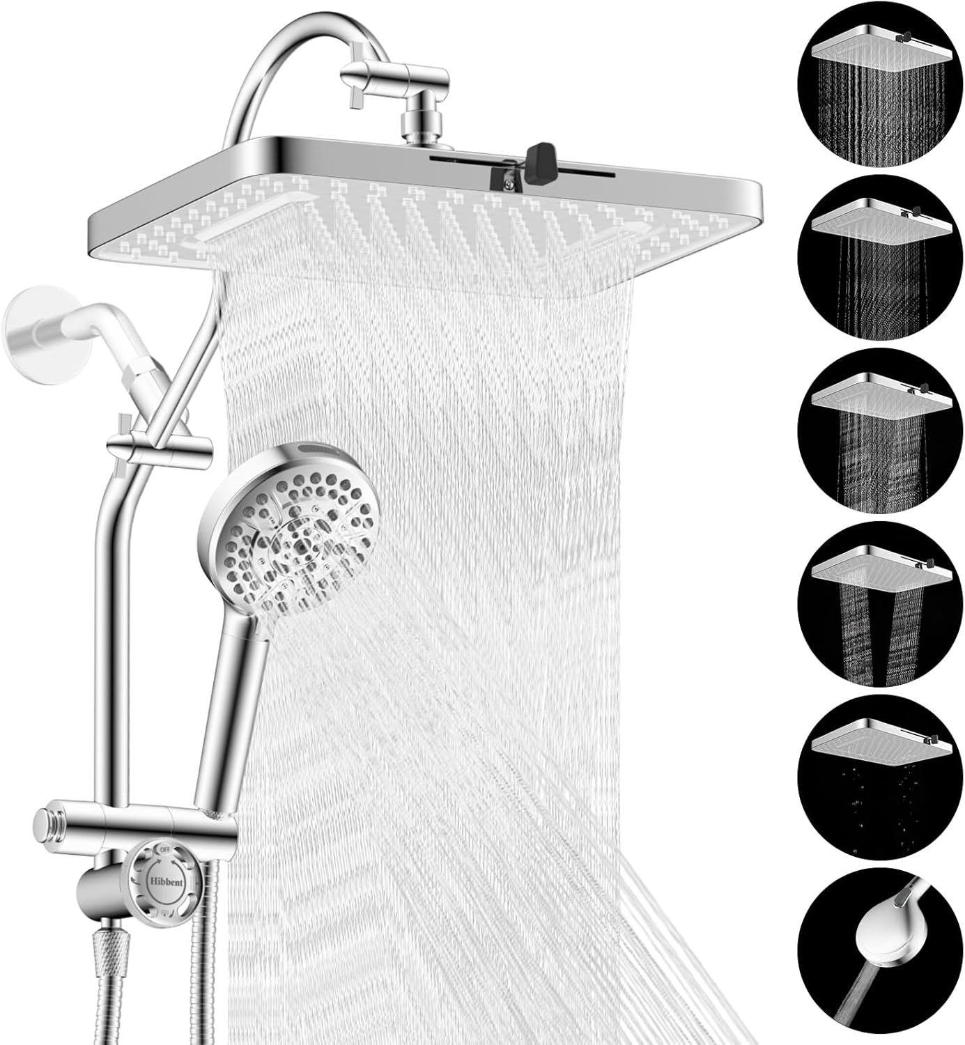 Hibbent cUPC Certified 13-Inch Shower Head Combo, High