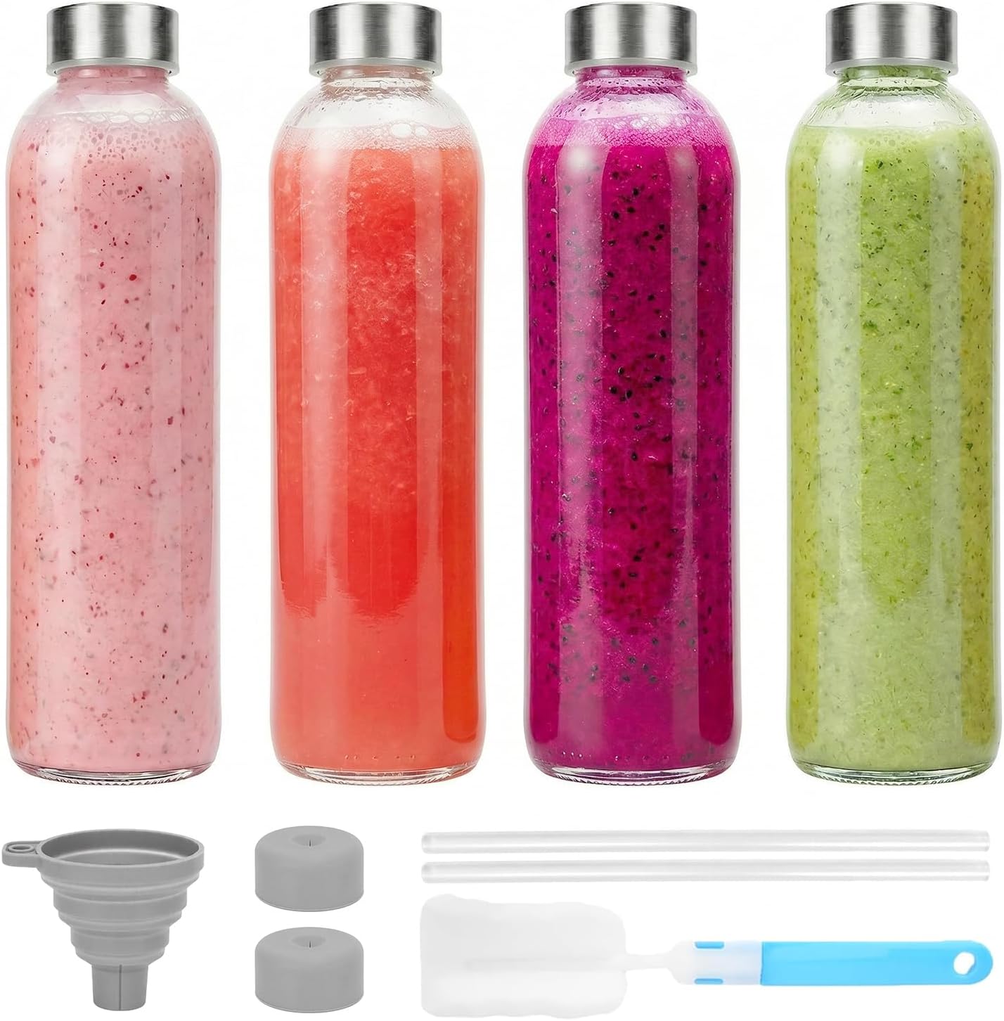 Luxfuel 24 oz Clear Glass Water Bottles, Set