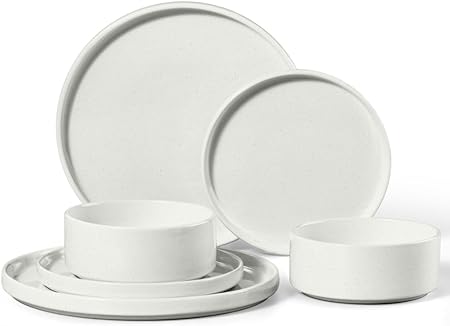 E-far 6-Piece Stoneware Dinnerware Sets, Plates and Bowls