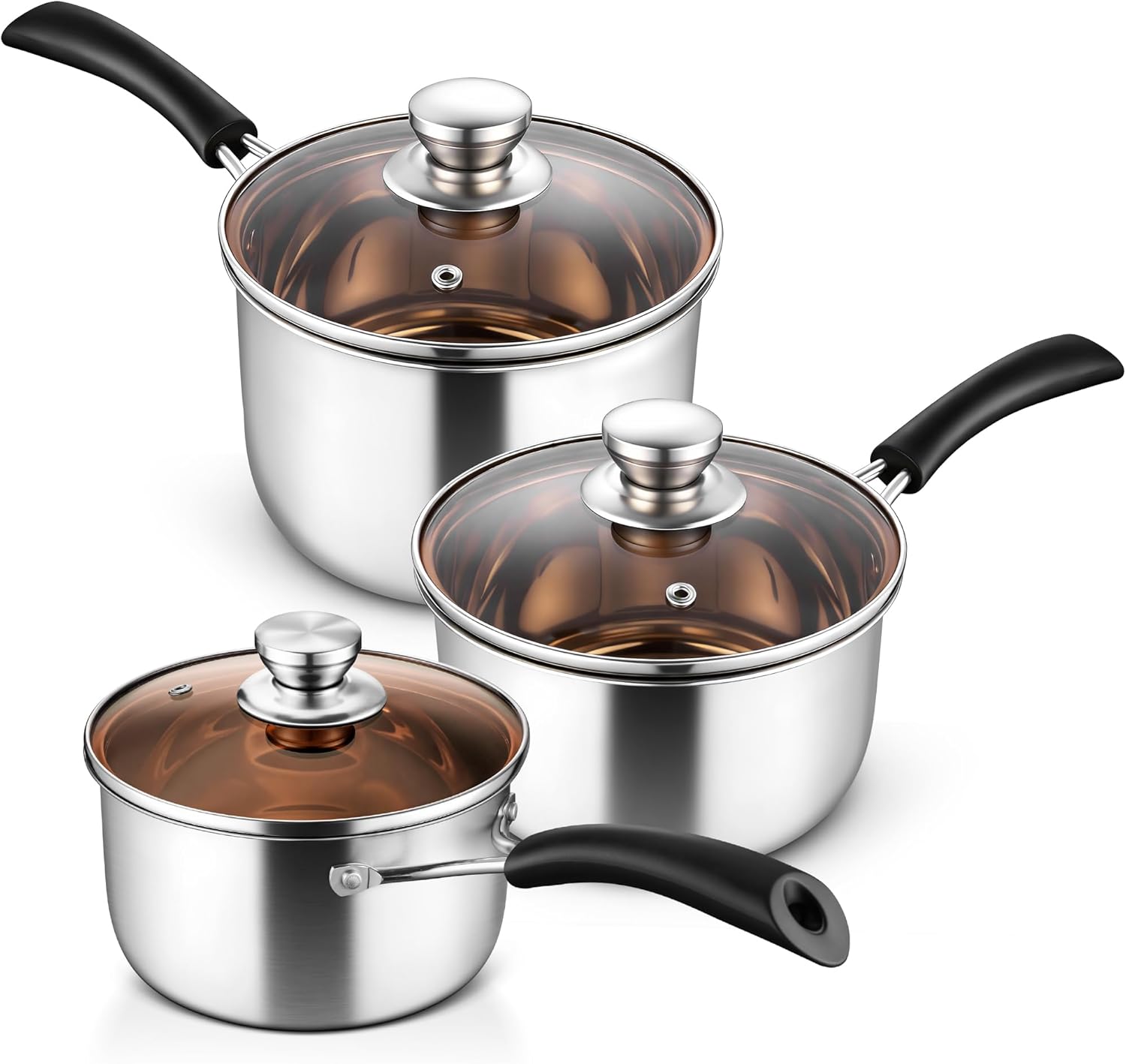 E-far Stainless Steel Saucepan Set of 3, 1