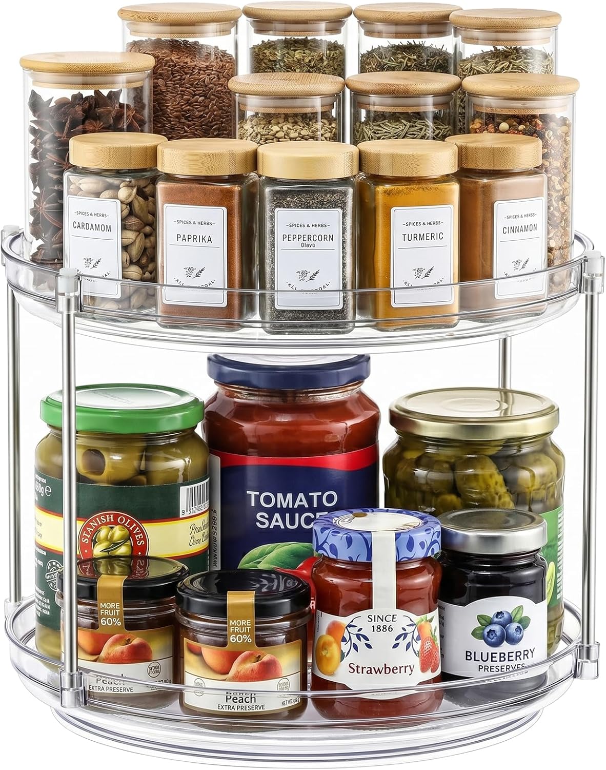 2 Tier Non-Skid Acrylic Lazy Susan Turntable Organizer