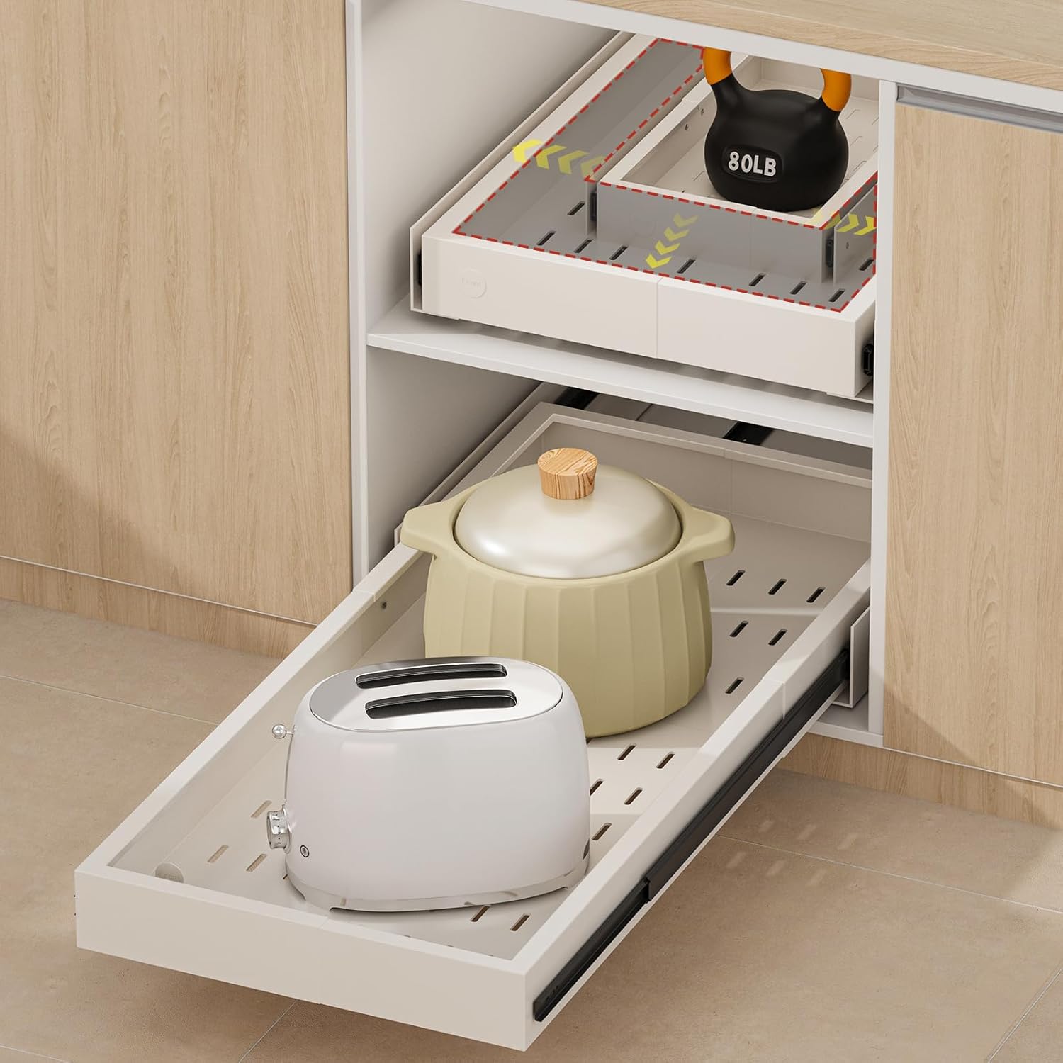 Fokyfok Pull-Out Cabinet Organizer, Expandable Width and Depth,