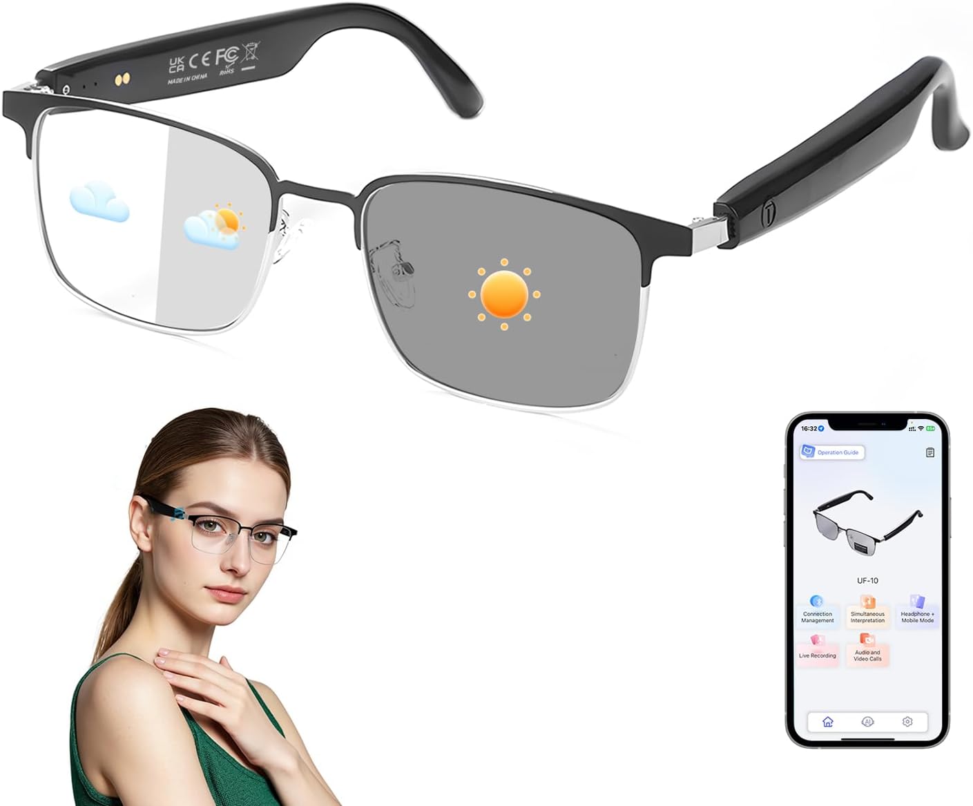 AI Translator Glasses, Clear Blue Light Glasses for