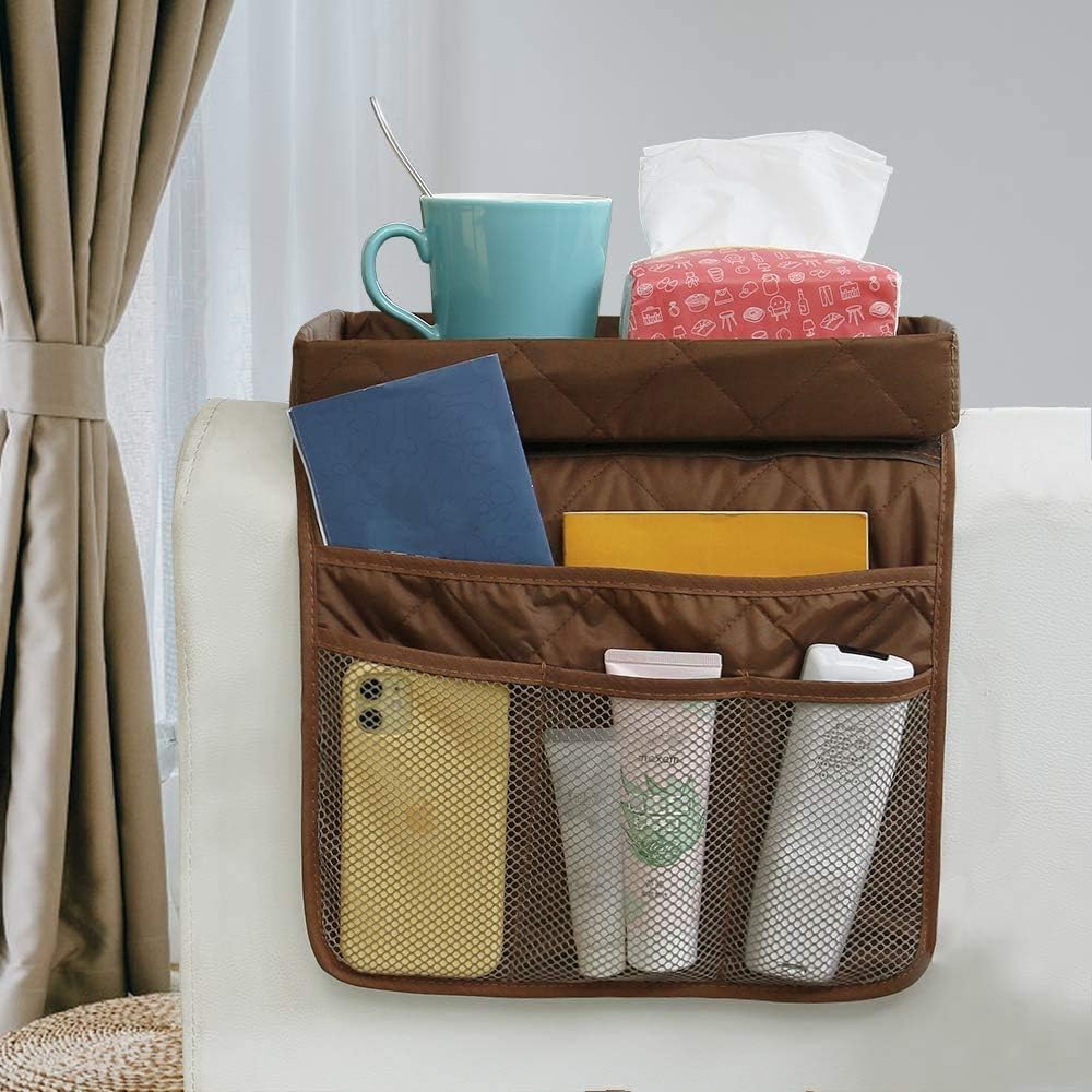 Couch Cup Holder Tray with Detachable Tray, Flodable