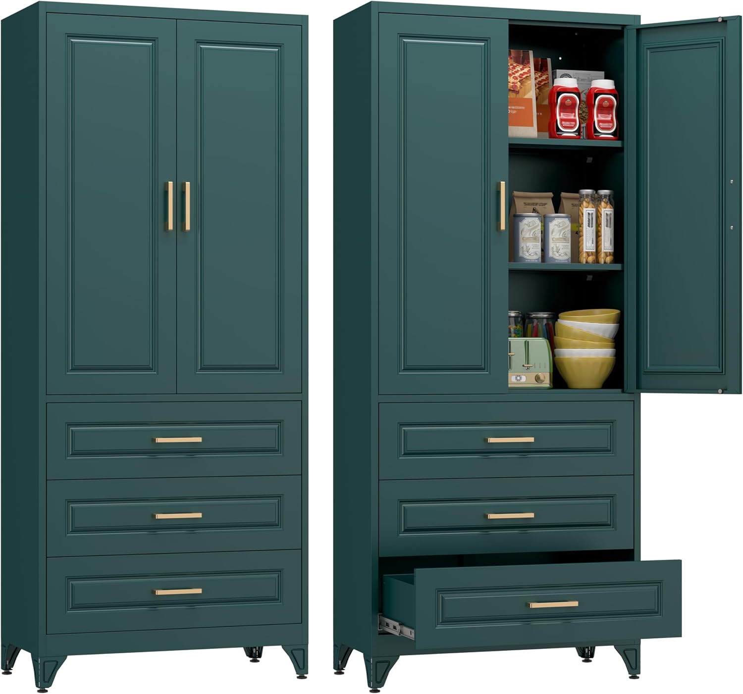 75" Tall Metal Storage Cabinet with Doors and